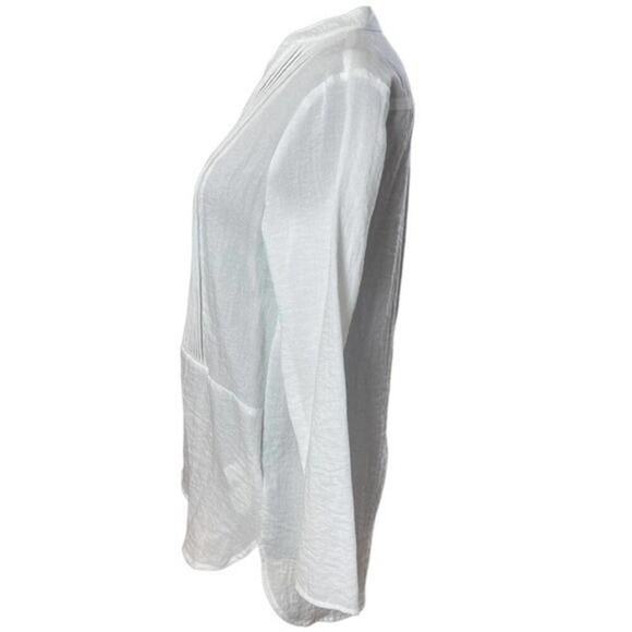 Michael Kors White Pleated Button Front Tuxedo Tunic, Resort, Beach, Summer XS - Picture 5 of 8